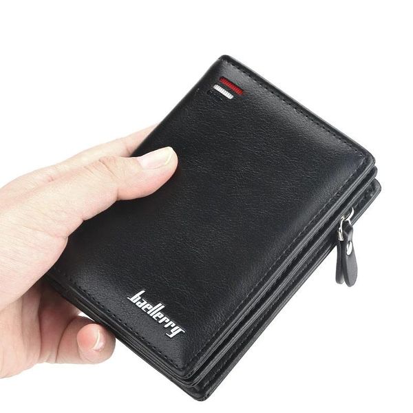 

wallets men's zipper wallet vertical mini coin purse men leather business holder id bag man high quality, Red;black