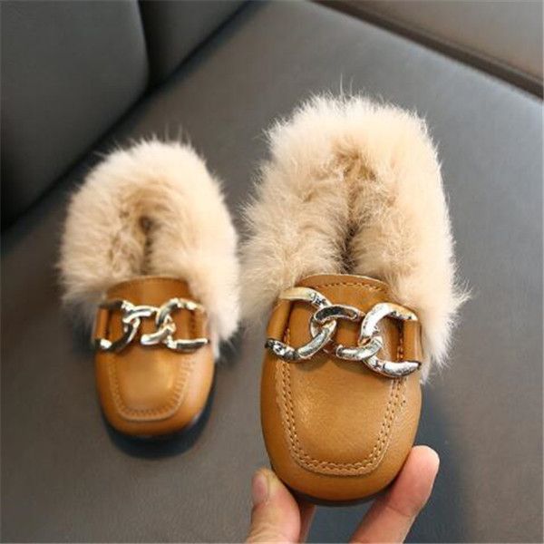 

Winter Kids Shoes Plush Children Loafer Shoes Fashion Toddler Girls Princess Party Shoes Boys Casual Sneakers, Pink