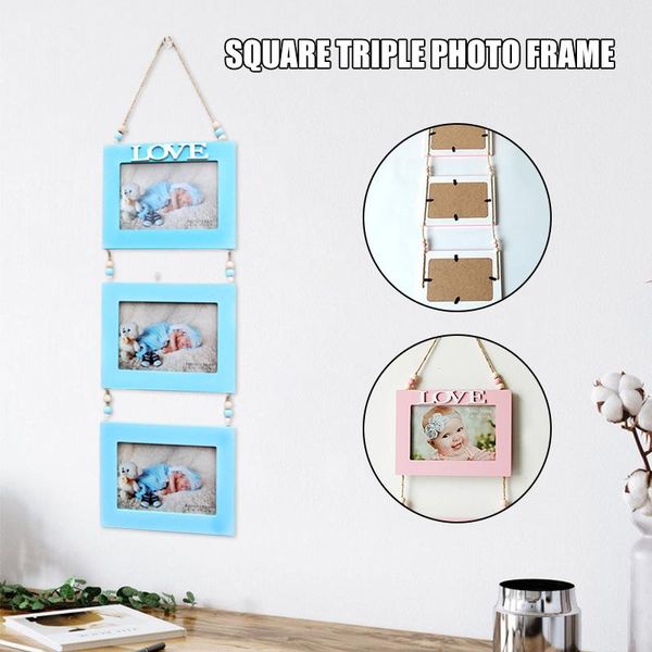 

frames wooden square triple po frame handicraft picture decor hanging combination tn88