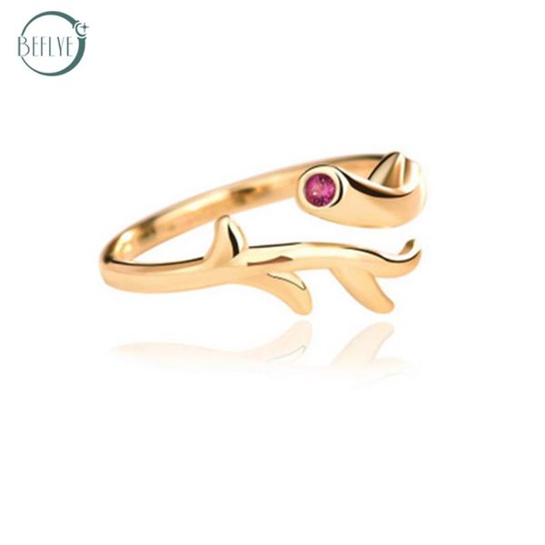 

cluster rings beflye jewelry s925 sterling silver ring antlers open women's luxury simple birthday gift party banquet, Golden;silver