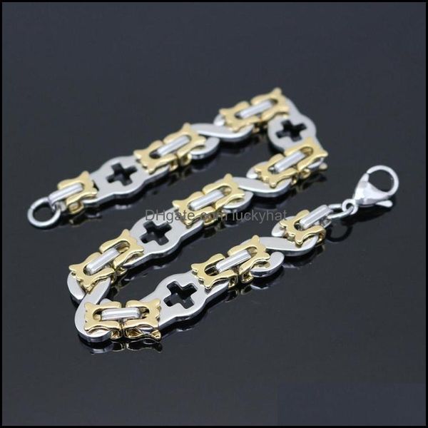 

bracelets jewelryarrivals women gold steel s cross bracelet 22cm stainless steel chain link bangle men jewelry link drop delivery 2021 z6, Black
