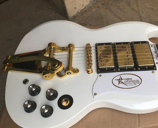 

custom limited trans qulited mape jazz sg double cutaway electric guitar gold hardware