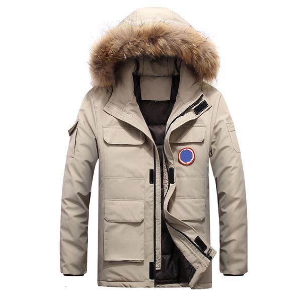 

winter warm men jas casual herfst stand-up kraag down fat cape white duck parka hooded, Black