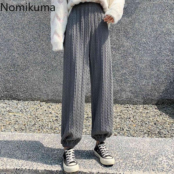 

nomikuma korean twisted causal women trousers knitted harem pants autumn winter new pants pantalones de mujer 6c506 210427, Black;white