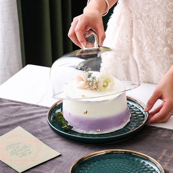 

1set nordic cake dessert plate lidded display plate for restaurant green