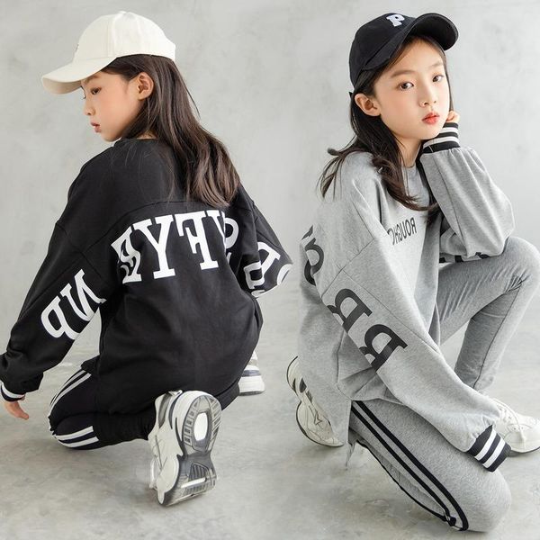 

clothing sets kids tracksuit cotton fall outfits 2pcs set sweatshirt+black/grey leggings girl boutique baby clothes cl632, White