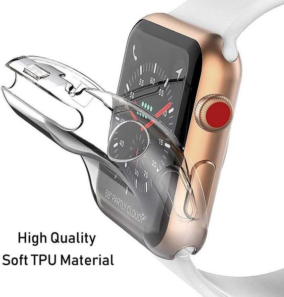 

transparent case for apple watch se 6 5 4 40mm 44mm 360 clear soft tpu cover slim screen protector case for iwatch 3 2 38mm 42mm