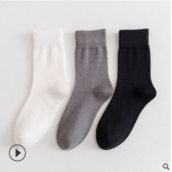 

sports socks classic black-and-white gray men's mid-tube solid color business sweat-absorbing breathable cotton