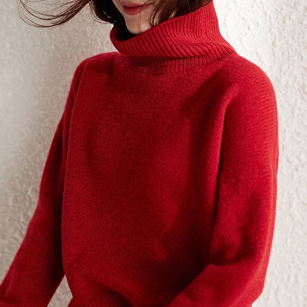 

hoodie high collar sleeve winter women's sweater color, Black