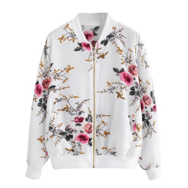 

women's jackets winter women casual jacket female coat fashion floral print zipper bomber outwear autumn chamarras de mujer a8, Black;brown