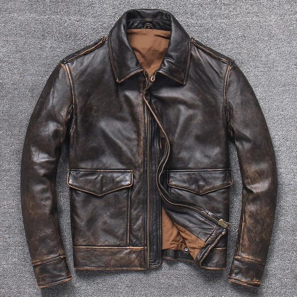 

leather jackets genuine and coats korean slim fit jacket men clothes casual coat men's & faux, Black