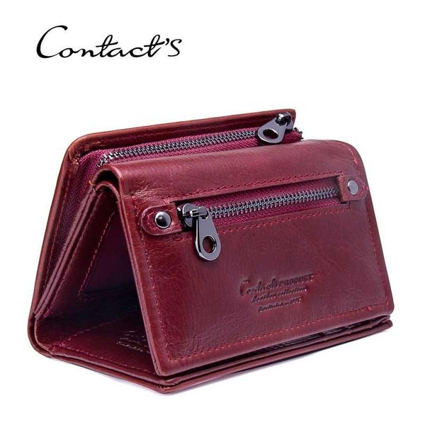 

women wallets clutch coin purse leather genuine short wallet zipper card holder money bag woman small, Red;black