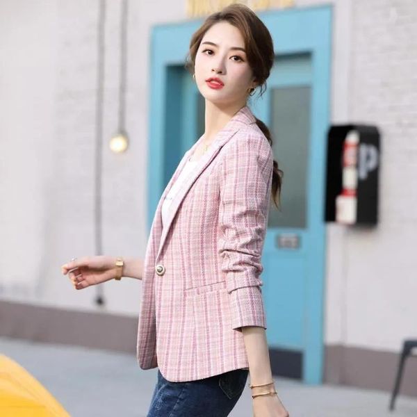 

business casual women lapel blazer coat 2021 spring fashion slim long sleeve elegant female suit jacket office ladies women's suits & b, White;black