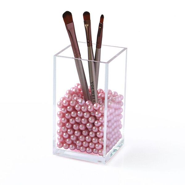 

bathroom storage & organization 2021 acrylic transparent pen holder box makeup brush eyebrow pencil nail polish display props hunyoo
