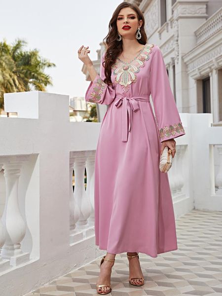 

ethnic clothing moroccan kaftan muslim fashion maxi dress arabic turkey abayas for women dubai evening dresses islam vestidos largos, Red