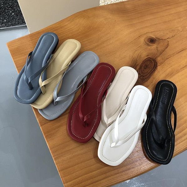 

slippers rubber flip flops flat shoes female hawaiian fabric pu patent leather sewing, Black