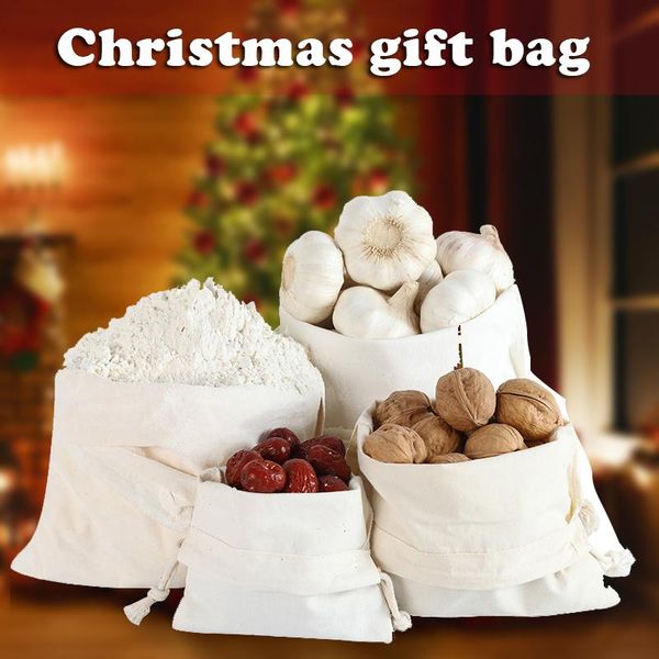

storage bags 2pcs cotton pouch bag drawstring food packing christmas gifts js23