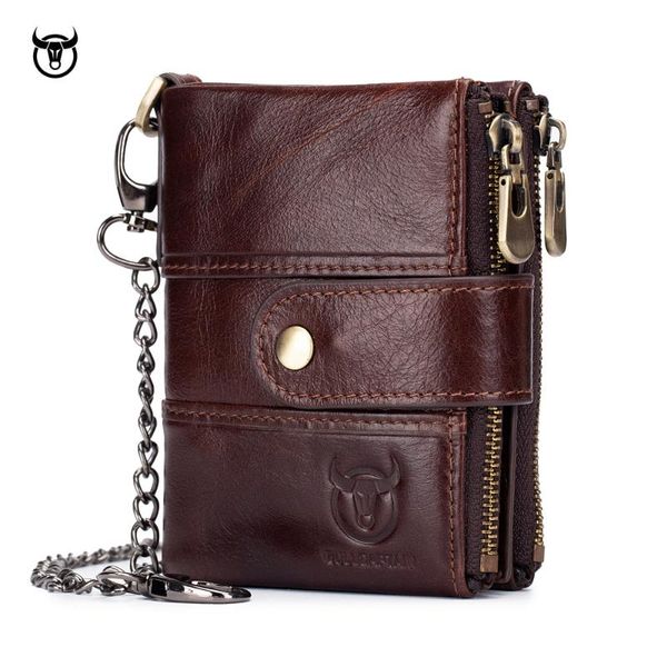 

quality genuine leather men wallet brand zipper man wallets luxury dollar vintage cow male purse card coin bag, Red;black
