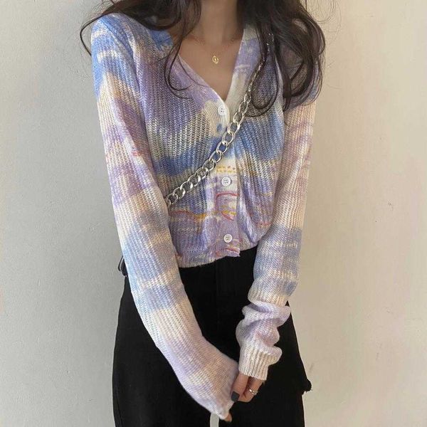 

women's sweaters korean rainbow knitted sweater cardigans women v-neck long sleeve casual loose jumpers single breasted sweet outw, White;black