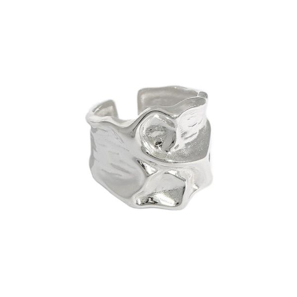 

cluster rings 3umeter niche design dark fold texture s925 sterling silver ring female jewelry 925 for women, Golden;silver