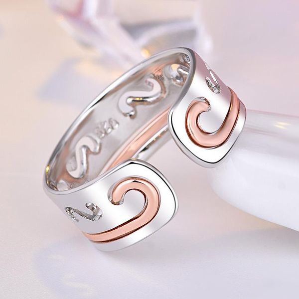 

wedding rings mincn tight spell stainless steel ring opening men and women two in one combination couple tanabata valentine's day gift, Slivery;golden