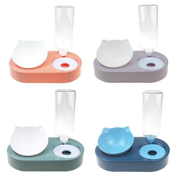 

cat bowls & feeders dog with 15Â° tilted raised food and water stress-grade material nonslip no spill pet t21c
