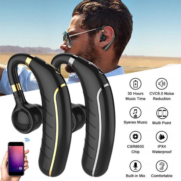 

bt5.0 wireless bluetooth headphones ear hook sports earphones run earbuds bass true stereo intelligent noise reduction