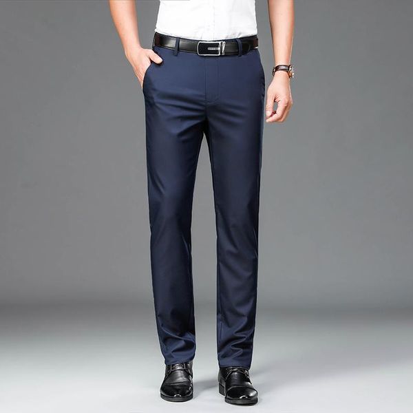 

men's pants 2021 summer stretch trousers casual long thin slim straight business formal suit, Black