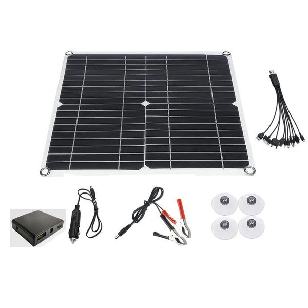 

80w 12v monocrystalline solar panel charge controller w/ dual usb for camping - 10a