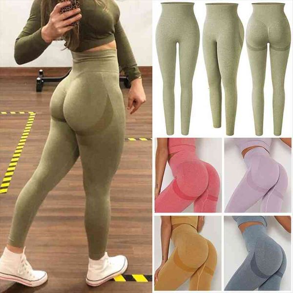 

bubble butt push up women leggings fitness slim high waist leggins mujer seamless plus size, Black