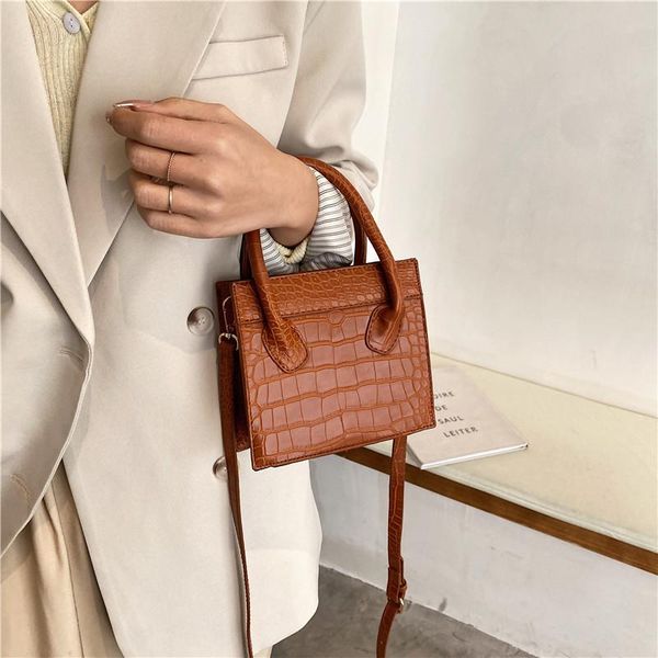 

shoulder bags luxury women crocodile pattern crossbody bag classic solid color small square tote female pu leather hand sac