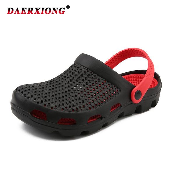 

sandals men beach 2021 summer men's jelly shoes casual solid flat slip on sandalias hombre garden rubber zapatos, Black