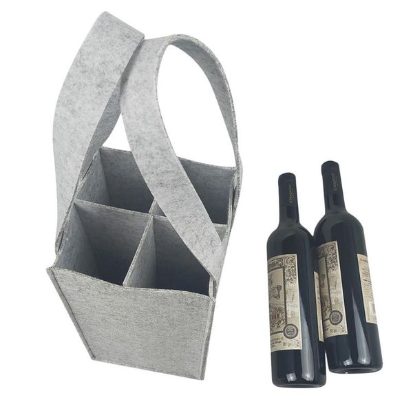

6-grid felt wine bag beer bottle shopping tote red pouch wedding party camping carrier package gift wrap