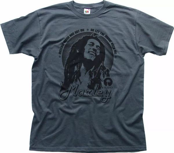 

bob marley reggae let the music rock me cd album charcoal t-shirt 0537, White;black
