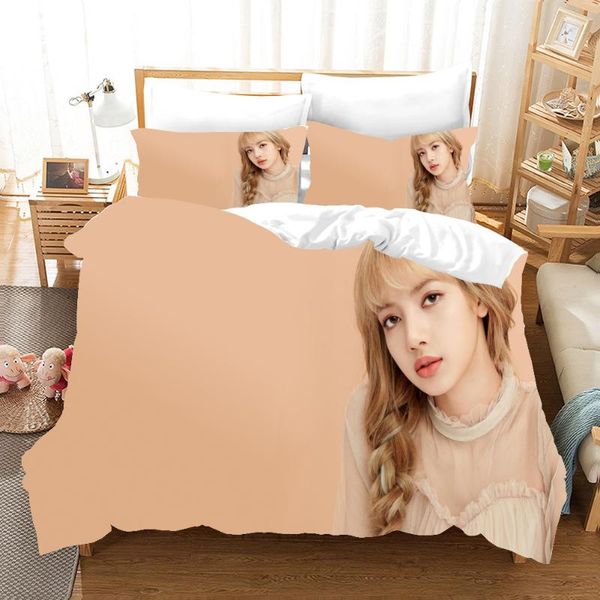 

bedding sets lovely girls set beauty singer pink modern luxury duvet cover comforter bed linen  king single size dropship