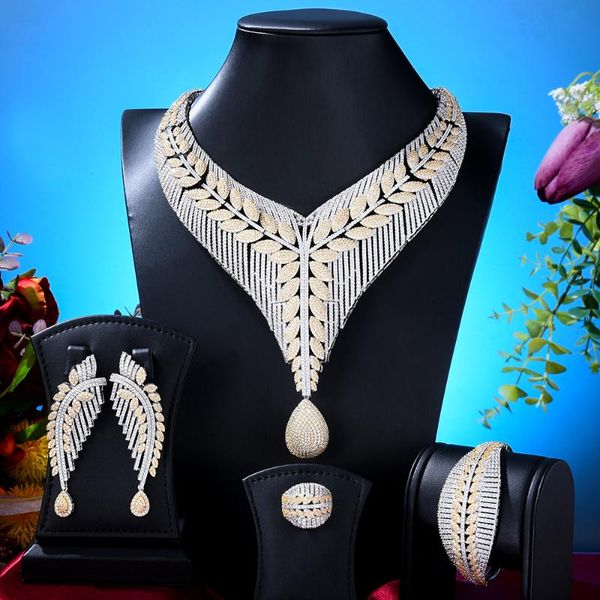 

earrings & necklace gorgeous sparkly luxury bangle ring jewelry set for noble brides wedding costume jewellery, Silver