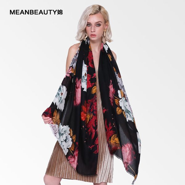 

yiwu satin peony dign women's scarf, Blue;gray