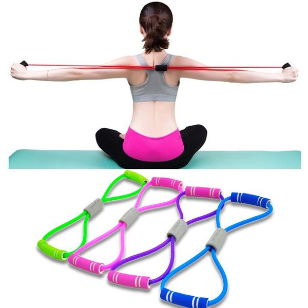 

word yoga fitness resistance chest expander rope workout muscle rubber elastic sports exercise training crossf bands