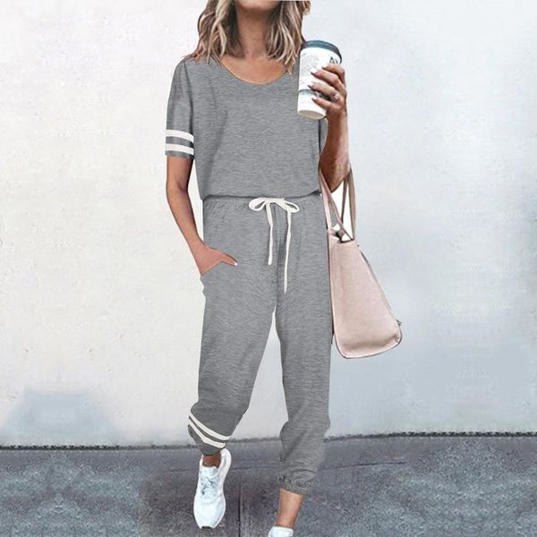 

women's tacksuit pure color parallel bars short sleeve sportswear suit leisure pocket home for fitness sweatpants gym clothing, White;black