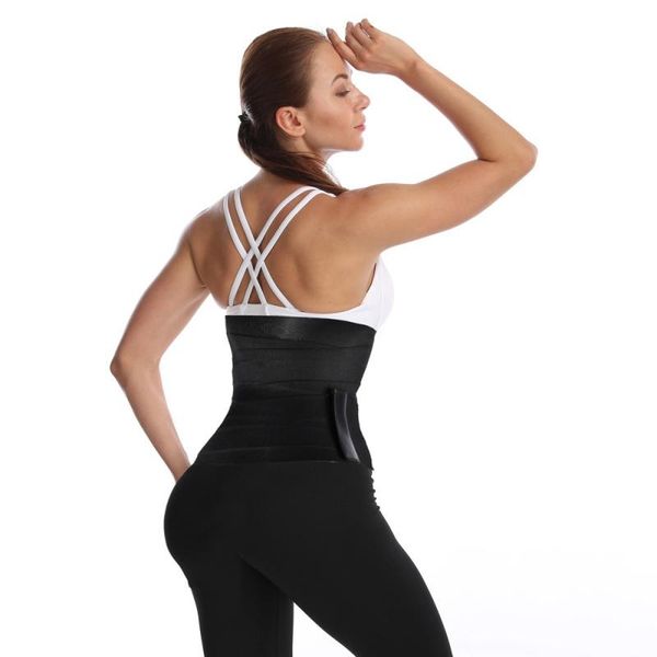 

waist support corset belly sweat slimming stretch bands body shaper weight loss bandage tummy wrap trainer belt, Black;gray