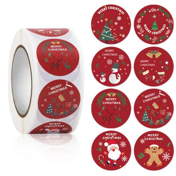 

gift wrap 500pcs/roll merry christmas stickers santa claus snowman animals tree decorative wrapping happy year box label xmas tag