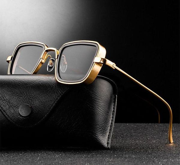 

sunglasses vintage steampunk men 2021 retro metal square eyewear trendy brand sun glasses shades for women lunette de soleil, White;black