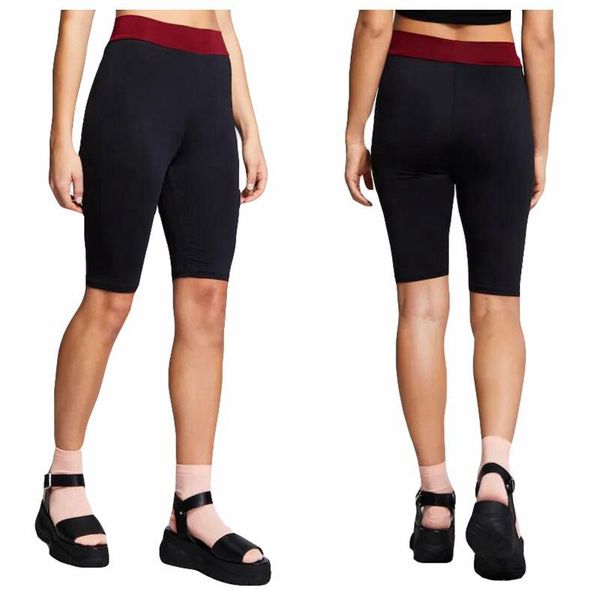 

yoga outfits high waist elasticity shorts sport leggings workout out knee length tight fitness sports gym running athletic, White;red