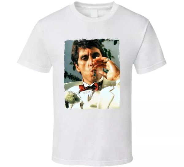

scarface tony montana cigar al pacino movie fan t shirt, White;black