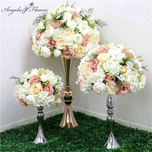 35/45 / 50cm Silk Rose Hydrangea Peônias Artificial Flower Ball Centerpieces Party Wedding Background Decor Table Flower Ball 210925