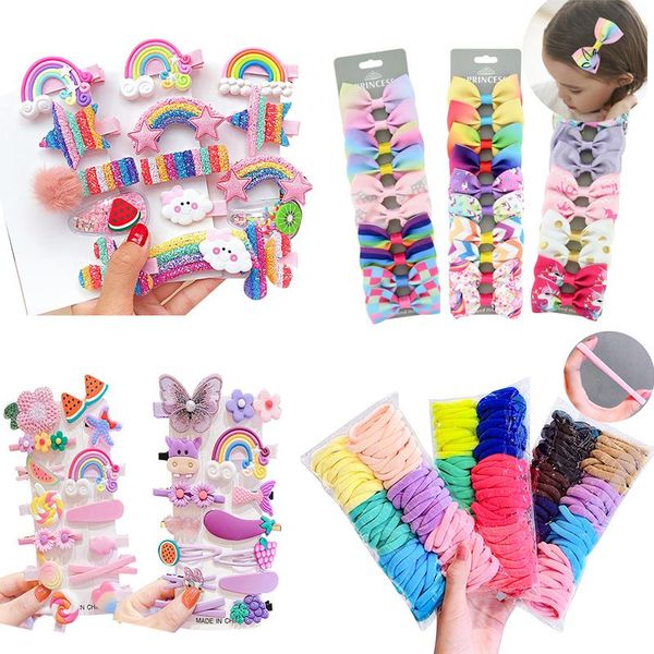 

hair accessories lovely girls for children clips hairpins barrettes cute cartoon fruit flower elastic bands headwear, Slivery;white