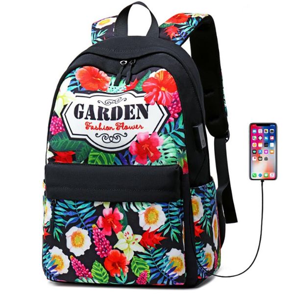 

backpack canvas travel lapbackpacks girls women college school bag with usb charger schoolbag