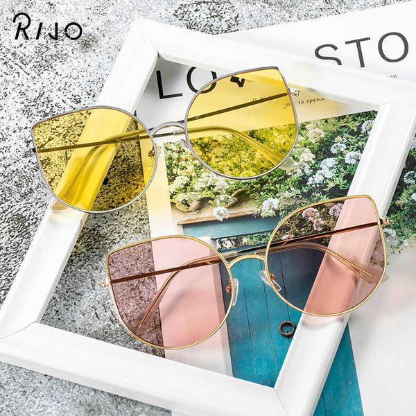 

2021 vintage sunglasses female brand designer fashion gold frame light color sunglasses blackout lens ladies gold frame glasses p0814, White;black