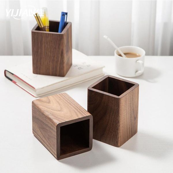 

storage boxes & bins wood makeup brush pot with brushes box make up organizer for cosmetics holder desk ffice pencil