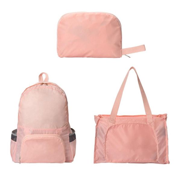 

duffel bags foldable shopping bag waterproof pure color women men outdoor travel lightweight sport backpack camping hiking mochila
